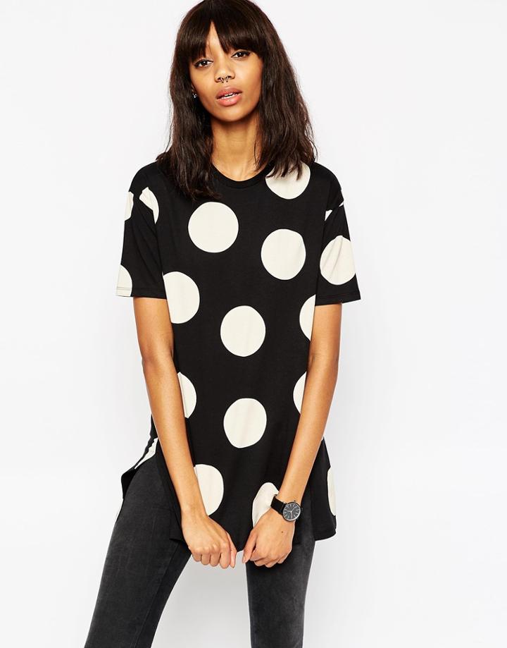 Asos Oversized Spot Tunic With Side Splits