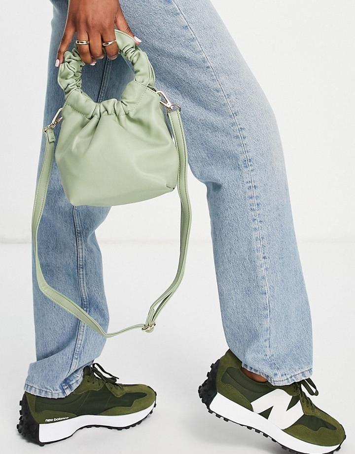 Truffle Ruched Crossbody Bag In Green