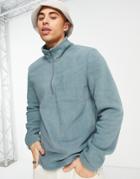 New Look Funnel Neck Fleece Sweatshirt In Teal-blues