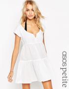 Asos Petite Tiered Smock Beach Dress - White