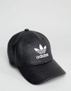 Adidas Originals Trefoil Cap In Black Faux Leather Bk6967 - Black
