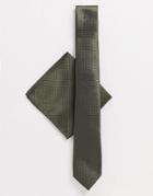 Harry Brown Plain Tie And Pocket Square Set-green