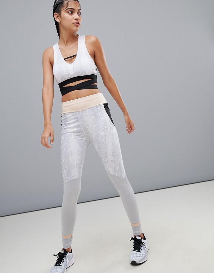 In The Style Charlotte Crosby Snake Print Mesh Leggings - Multi