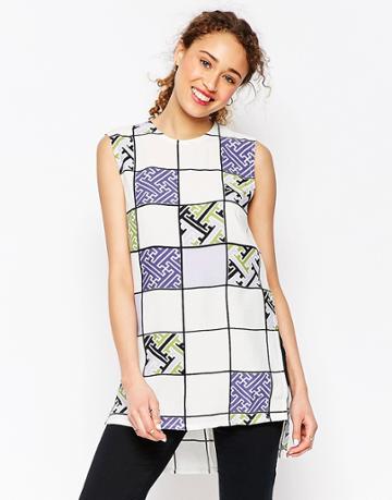 Asos Africa X Chichia Sleeveless Tunic In Grid Print - Multi