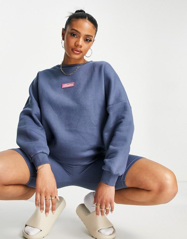 Ellesse Oversized Sweatshirt With Logo In Blue-navy