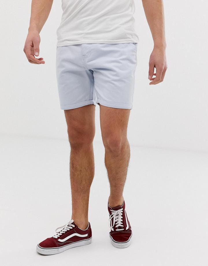 Brave Soul Slim Fit Chino Shorts In Blue - Blue