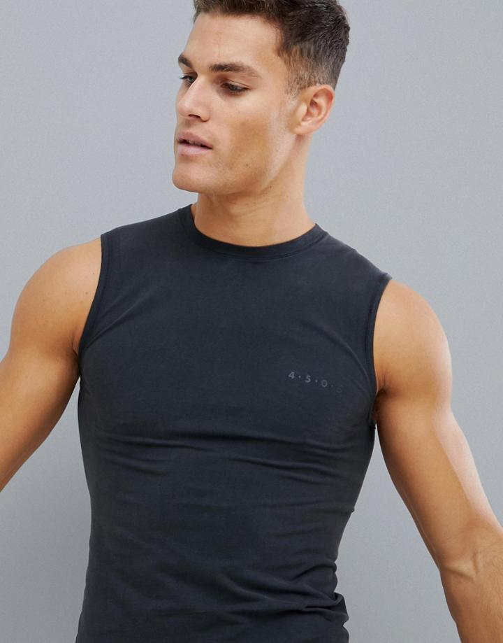 Asos 4505 Muscle Sleeveless T-shirt With Seamless Knit And Acid Wash - Black