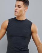 Asos 4505 Muscle Sleeveless T-shirt With Seamless Knit And Acid Wash - Black