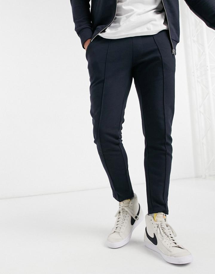 Jack & Jones Premium Pleated Sweatpants Set In Navy