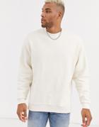 Asos Design Oversized Sweatshirt In Off White With Split Hem