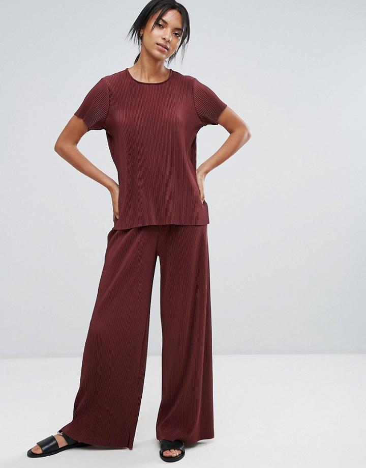 Just Female Quint Plisse Wide Pants - Red