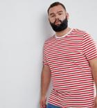 Asos Design Plus Stripe T-shirt In Red And White - Multi