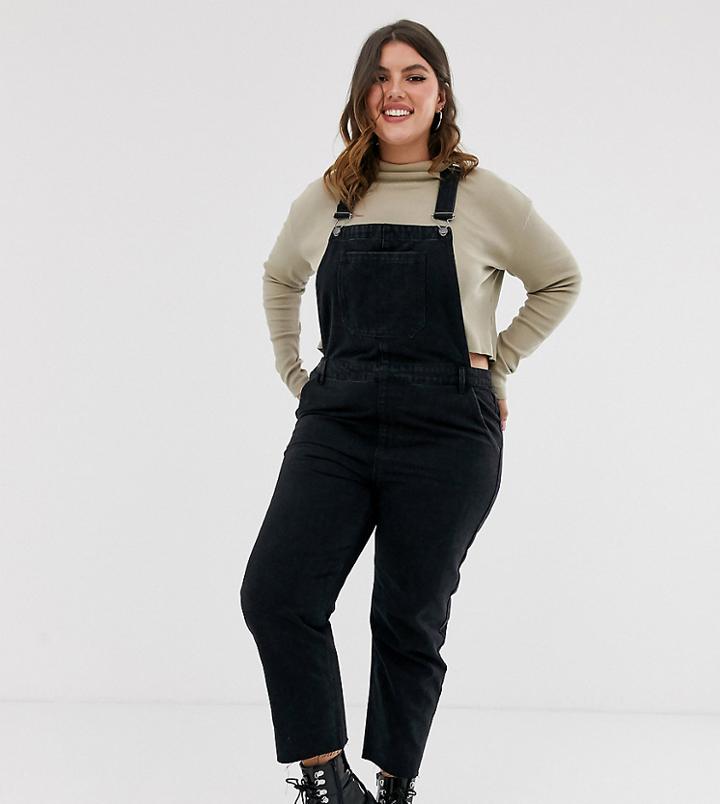 Urban Bliss Plus Straight Leg Overalls-black