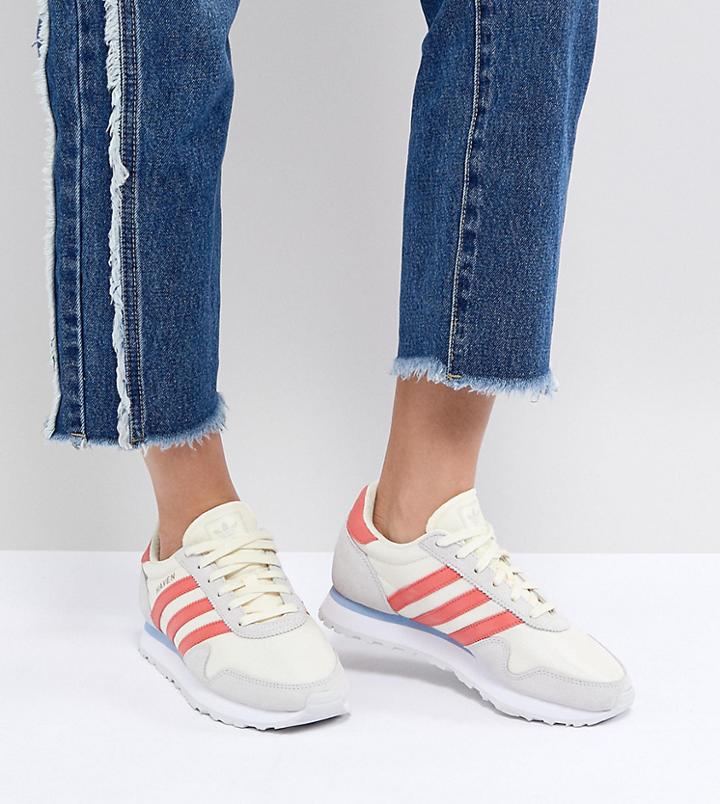 Adidas Originals Haven Sneakers In Off White And Red - White