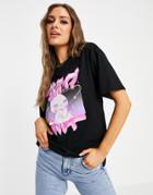 Asos Design Oversized T-shirt With Kawaii Character Print In Black-white