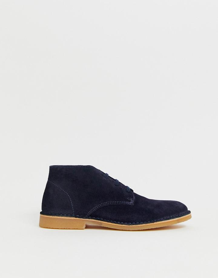 Selected Homme Suede Desert Boots In Navy - Navy