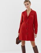 Glamorous Button Front Dress With Collar-red