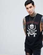 Asos Design Motorhead Sleeveless T-shirt With Dropped Armhole - Black