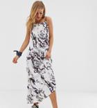 Another Reason Backless Maxi Dress In Marble Print - Multi