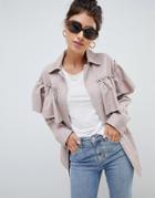 Asos Design Frill Jacket-pink