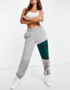 Asos Design Sweatpants With Dipped Waistband In Cut-about Varsity Print-multi