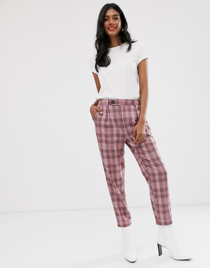 Stradivarius Pants In Pink Check