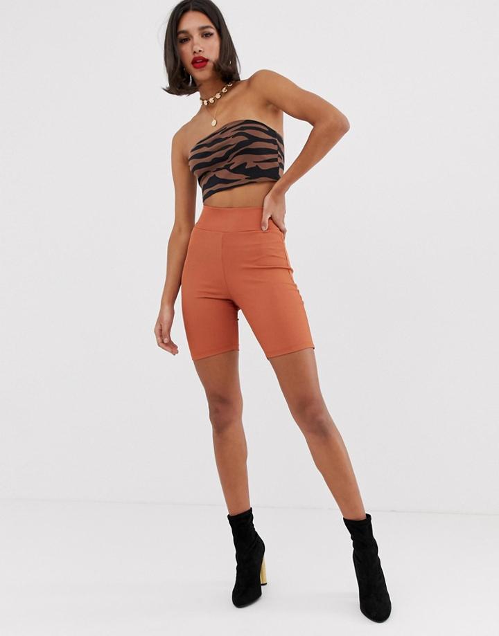 Asos Design Rib Legging Short - Brown