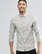 Asos Skinny Shirt In Stone With Long Sleeves - Stone