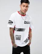 Jaded London T-shirt In White With Racing Print - White
