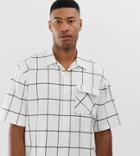 Asos Design Tall Oversized Shirt In Windowpane Check - White