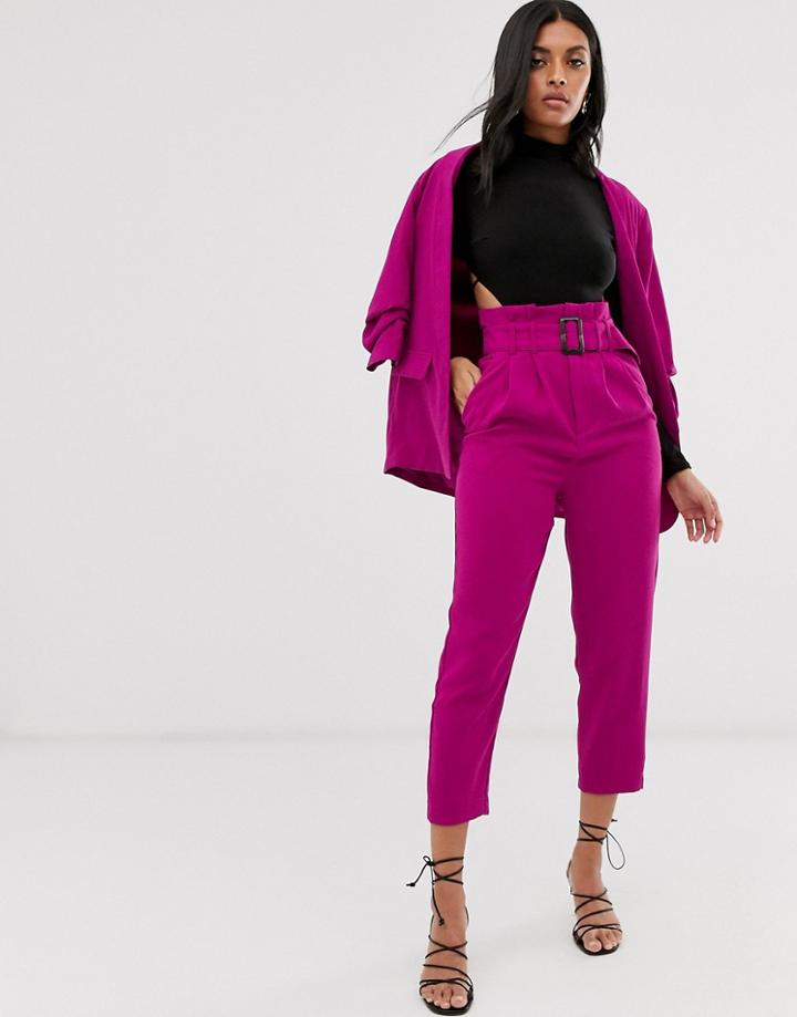 Stradivarius Paperbag Pants In Pink