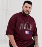 Asos Design Plus Oversized T-shirt With City Print And Turtleneck - Red