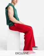 Reclaimed Vintage Inspired Wide Leg Sweatpants In Red