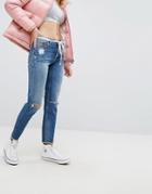 Tommy Jeans Izzy High Rise With Ripped Knee - Blue