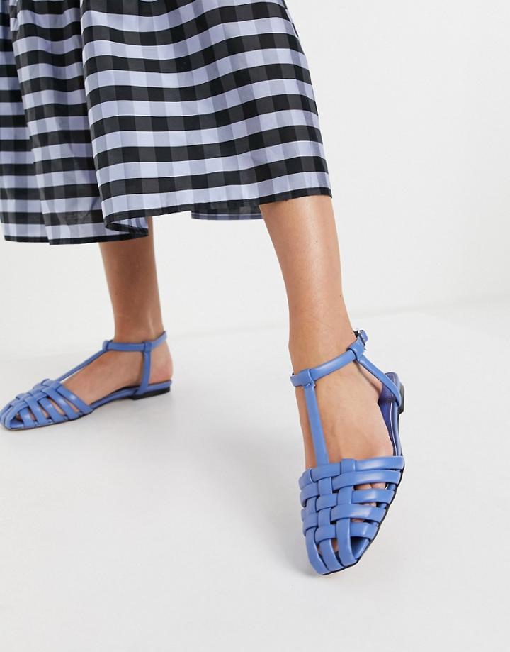 Asos Design Leigh Padded Fisherman Ballet Flats In Blue-blues