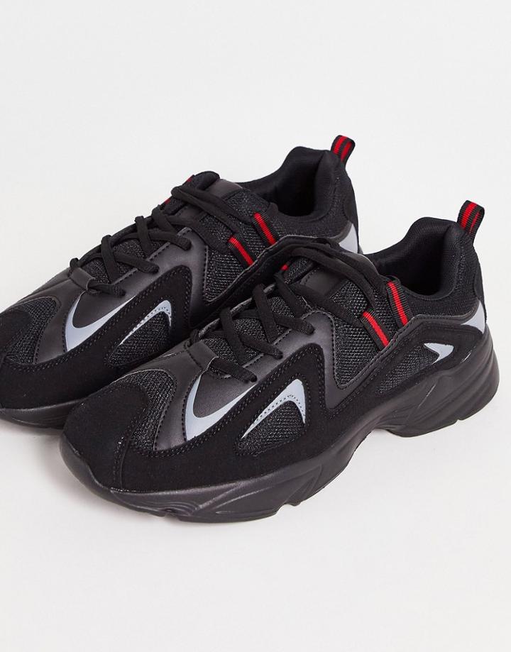Brave Soul Faux Suede Chunky Sneakers In Black