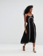 Liquorish Cami Beach Dress With Emboidered Detail - Black