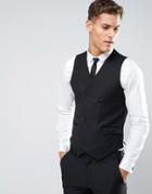 Asos Slim Suit Vest In Black 100% Wool - Black