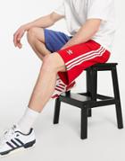 Adidas Originals 3 Stripe Shorts In Multi-red