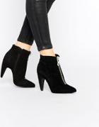 Bronx Suede Heeled Ankle Boots - Black