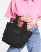 Asos Weekend Collective Mini Padded Nylon Tote With Crossbody Strap In Black