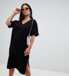 Boohoo Petite Oversized Midi T-shirt Dress - Black