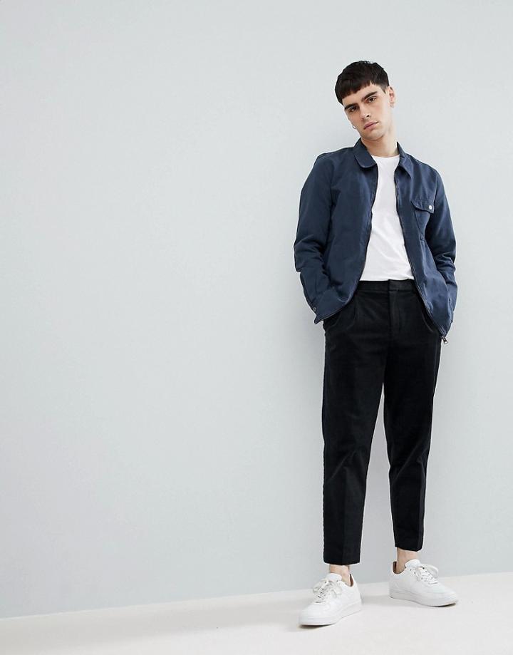 Lindbergh Zip Through Over Shirt In Navy - Navy