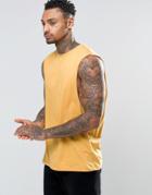 Asos Sleeveless T-shirt With Dropped Armhole In Yellow - Yellow
