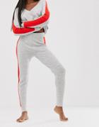 Asos Design Two-piece Knitted Jogger With Tipping-gray
