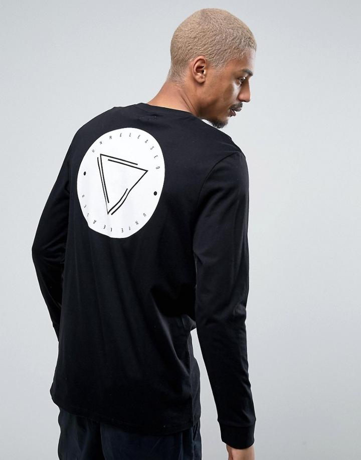 Asos Longline Long Sleeve T-shirt With Front And Back Print - Black