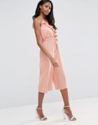 Influence Ruffle Culotte Jumpsuit - Rose