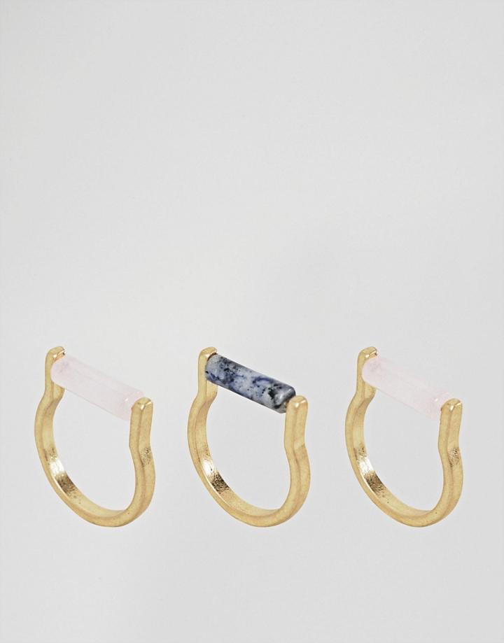 Designb London Gemstone Stacking Rings - Gold