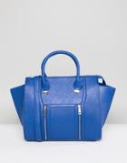 Yoki Fashion Large Tote Bag With Zips In Blue - Blue