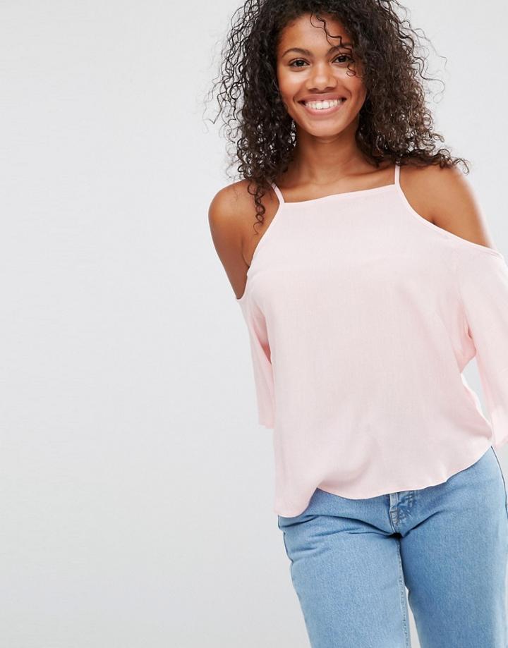 Brave Soul Cold Shoulder Top - Pink